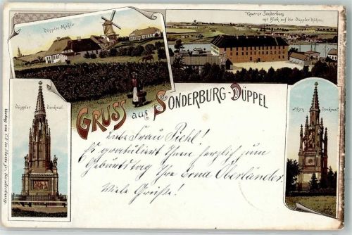 Sonderburg 1901 Düppler Denkmal Windmühle Kaserne Alsen Denkmal