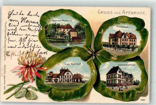 Apenrade 1902 Schloss Brunlund Kreishaus Bahnhof Krankenhaus
