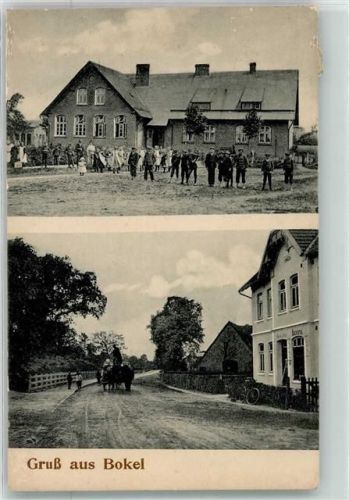 Bokel 1913 Dorfstraße Bäckerei Fuhrwerk Fahrrad Bauernhof