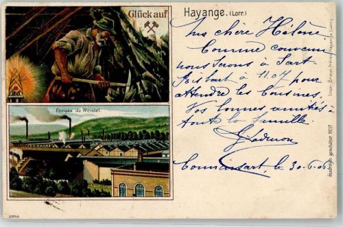 57700 Hayange 1906 Prägedruck Beruf Bergmann Fabrik