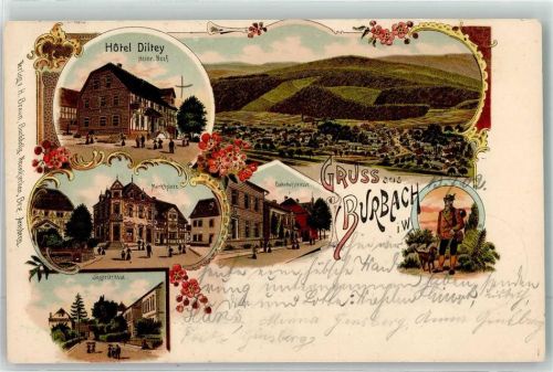 Burbach 1902 Hotel Diltey Marktplatz Jägerstraße Förster Jagdhund