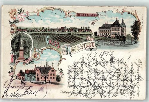 59510 W4775 Hovestadt 1899 Lithographie Schloß Denkmal Krankenhaus
