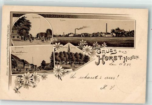 25358 W2203 Horst Holstein 1897 Lithographie Südende Nordende Mittelpunkt