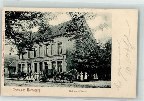 Horneburg 1901 Bahnhofs-Hotel Kutschen Bahnpost Hamburg