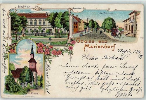 Mariendorf 1899 Schulhaus Dorfstraße Kirche