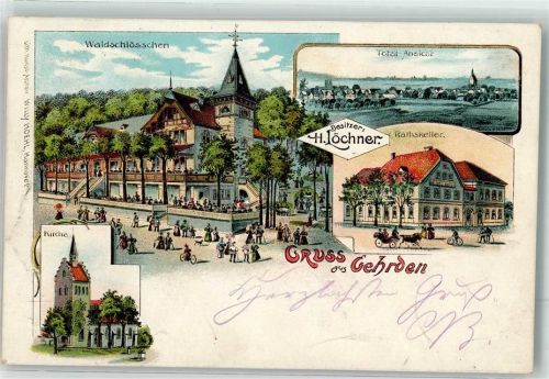Gehrden 1899 Rathskeller Gasthaus Waldschlößchen Kirche Bahnpost Hannover