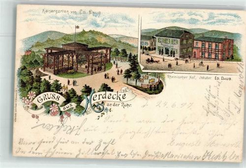 Herdecke 1897 Kaisergarten Gasthaus Rheinischer Hof