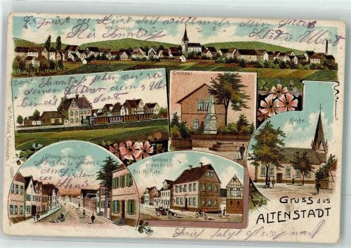 Altenstadt 1913 Denkmal Bahnhof Gasthaus zum gelben Hirsch