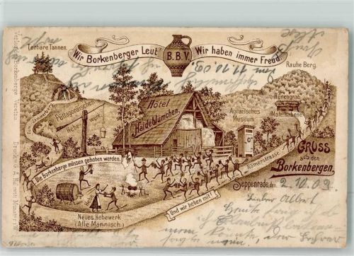 59348 W4710 Seppenrade 1903 Lithographie Römerstraße Haideblümchen Hebewerk Argrisches Museum Hünengrab