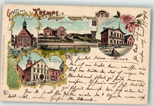Krempe 1896 Ahsbach-Stift Hotel Kremper Hof Rathaus Buchdruckerei Caspar
