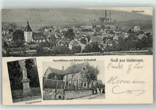 Wallensen 1909 Kriegerdenkmal Geschäftshaus-Bäckerei Kirchhoff