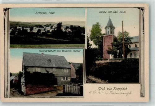 57612 W5231 Kroppach , Westerw - Alte Linde Kirche Gasthaus Müller