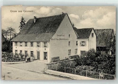 79771 W7895 Grießen , Baden 1905 Foto AK Bau-Möbelschreinerei Joseph Groll