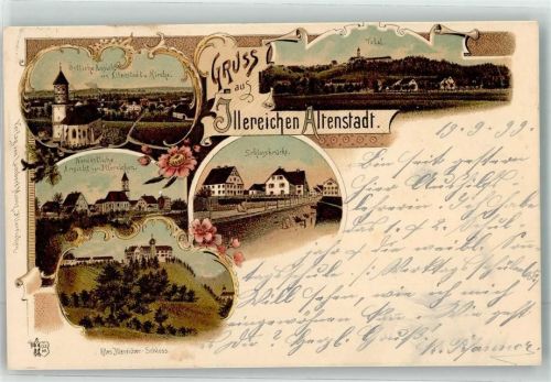 Altenstadt 1899 Altes Illerreicher Schloß Schloßbrücke Altstadtkirche