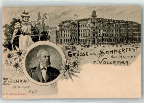 Zwenkau 1898 Sommerfest d. Warenhaus Volchmar Dame Portrait F. Volchmar Margareten