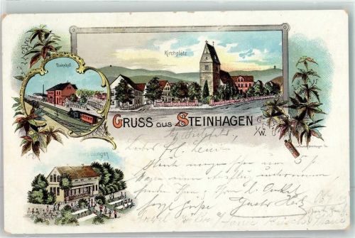 Steinhagen 1905 Kirchplatz Bahnhof Vierschlingen