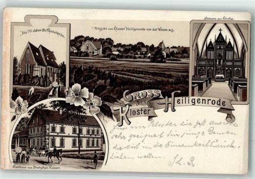 28816 W2805 Heiligenrode b Bremen Lithographie Vorläufer Kloster Heiligenrode Klosterkirche Kirchenorgel Gasthaus zum Deutschen Kaiser