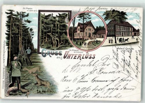 Unterlüß 1898 Im Urwalde Förster Jagdhund Rehbock Oberförsterei Gasthaus Hubach