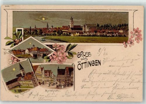 Oettingen 1904 Rentamt Marktplatz Wörritz-Brücke