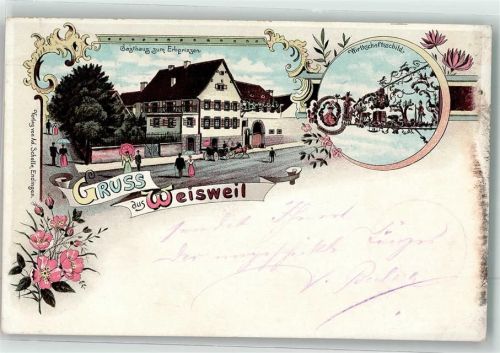 Weisweil 1898 Gasthaus zum Erbprinzen Gasthausschild