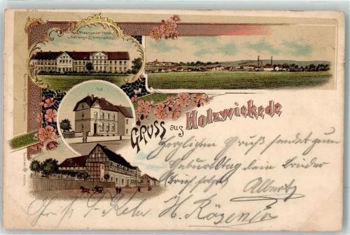 59439 W4755 Holzwickede 1898 Lithographie Post Präperanden-Anstalt Bahnpost Oberhausen- Zug 255