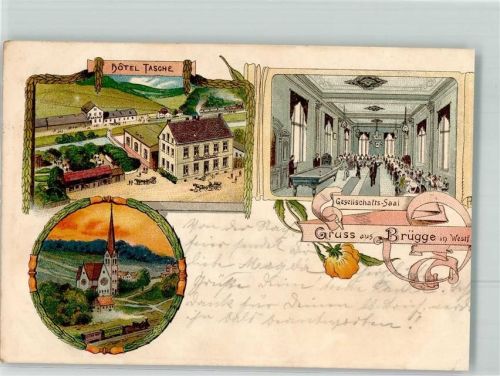 Brügge 1900 Hotel Tasche Gesellschaftssaal Billardtisch