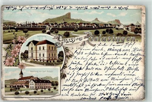 78239 W7703 Rielasingen 1903 Lithographie Rathaus Hadlung Piristi