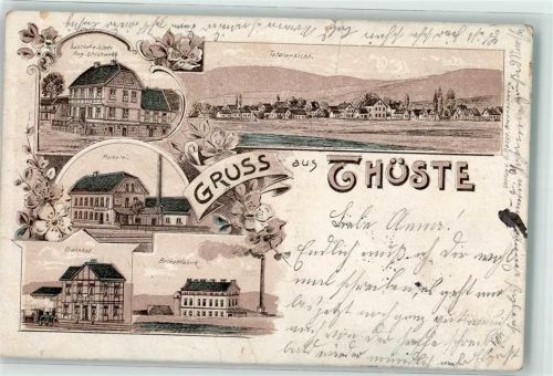 Thüste Gasthaus Zur Linde Aug. Stichwebh Molkerei Bahnhof Brikettfabrik Lithographie