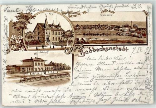 Baddeckenstedt 1898 Vorläufer Bahnhof Personenzug Post