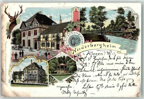 Niederbergheim 1904 Hirschkopf Pavillon Gasthaus Niederbergheim Schwäne