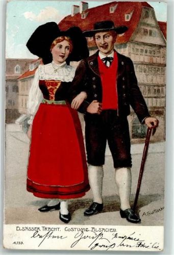 Elsässer Tracht mit Stoffapplikation Glattacker 1905