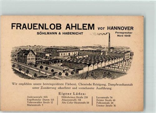Ahlem Fabrik Söhlmann & Habenicht Färberei Chem. Reinigung Geschäftskorrespondenz