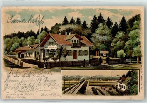 Deisenhofen 1900 Waldgasthaus Deisenhofen Bahnstrecke Verlag Ottmar Zieher-München