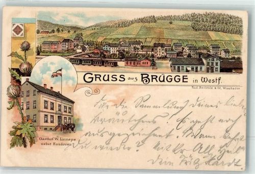 Brügge 1897 Bahnhof Gasthaus Linnepe