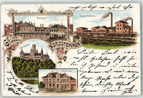 31171 W3204 Nordstemmen Lithographie Apotheke Marienburg Bahnhof Zuckerfabrik