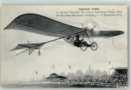 W2000 Hamburg Ingenieur Grade Aeroplan Borsteler Rennbahn November 1909 Flugereignis
