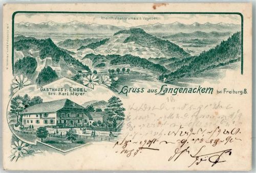 88085 W7994 Langenargen 1897 Lithographie Vorläufer Gasthaus zum Engel Vogesen