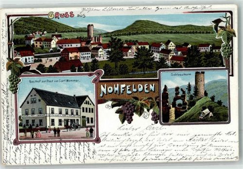 66625 W6697 Nohfelden 1905 - Schloßturm Gasthaus zur Post Weintrauben