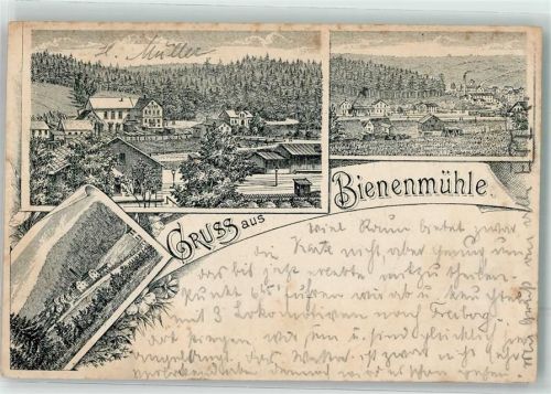 09623 O9213 Rechenberg-Bienenmühle 1895 Lithographie Vorläufer Gasthaus Bienenmühle