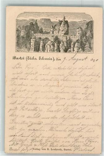 01847 O8351 Bastei 1890 Privatganzsache Vorläufer Basteibrücke
