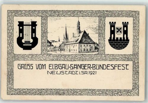 Neustadt 1921 Elbgau Sänger-Bundesfest Lyra Wappen