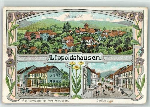 34346 W3510 Lippoldshausen 1912 - Dorfstraße Gasthaus Fehrensen