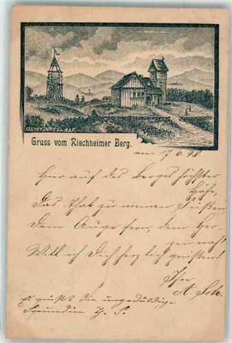 Kranichfeld 1898 Vorläufer 80er Jahre Riechenheimer Berg Aussichtsturm Ort lt. Stempel