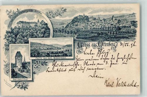 63683 W6474 Ortenberg , Hess 1896 Gebrauchsspuren Fürstl. Stolbergische Schloss Obertor Nidderthal Vorläufer