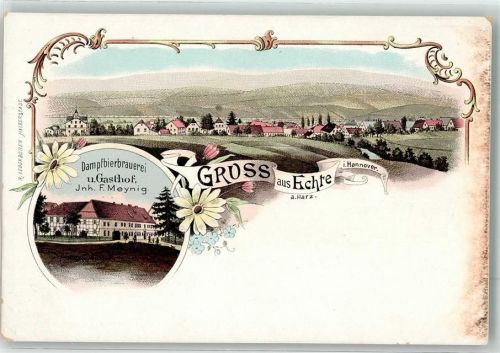 37589 W3355 Echte Lithographie Dampfbierbrauerei und Gasthaus Meynig
