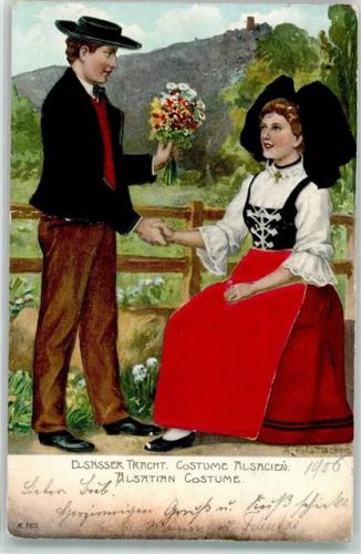 Elsässer Tracht mit Stoffapplikation Glattacker 1906