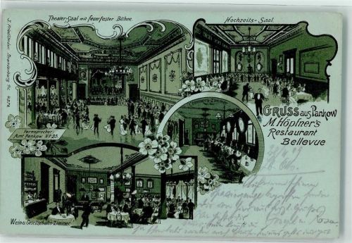 Pankow 1909 Gasthaus Bellevue Gesellschaftszimmer Theatersaal Hochzeitssaal
