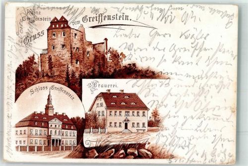 Greiffenberg Gryfow Slaski Lithographie Vorläufer Ruine Greiffenstein Schloß Greiffenstein Brauerei Bahnpost Greiffenberg Friedeberg Zug 527