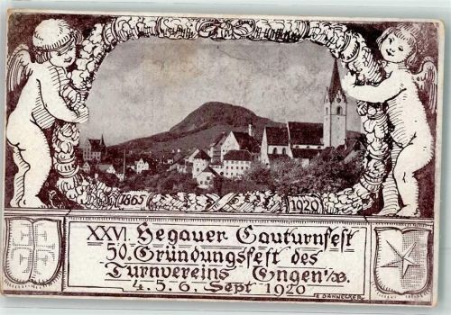 78234 W7707 Engen , Hegau - 26. Heggauer Gautufest 1920 Engel Tengener Kirche sign. Dannecker