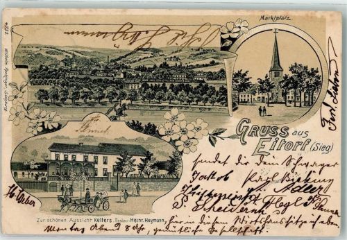 Eitorf 1904 Marktplatz Gasthaus zur schönen Aussicht